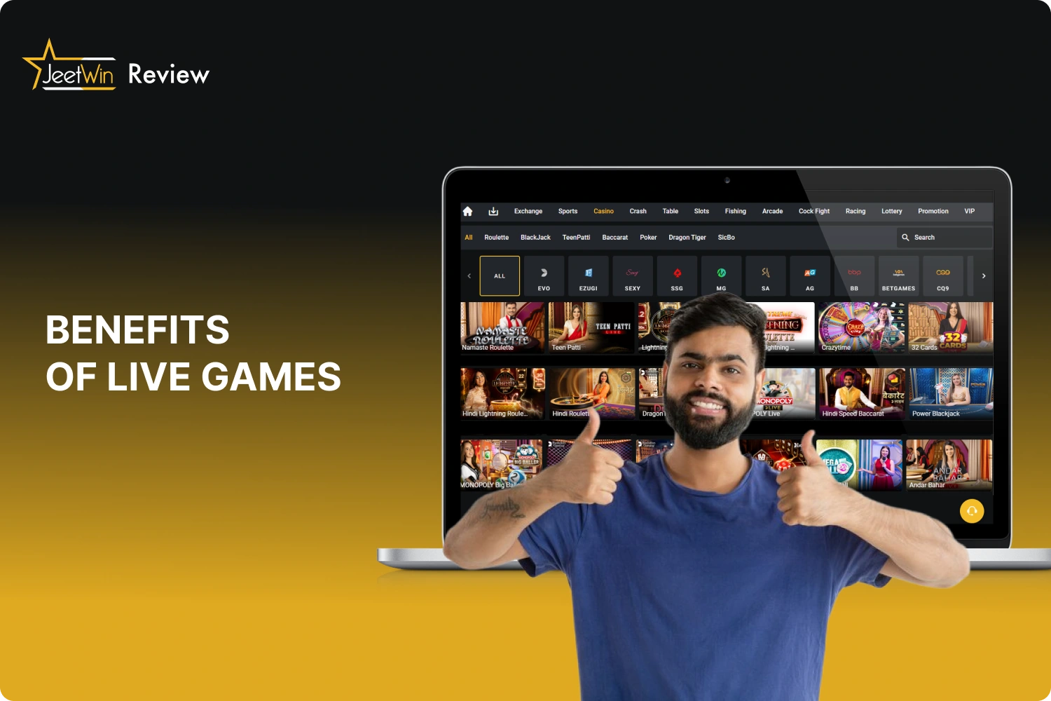 Live games at Jeetwin casino has various benefits that have been appreciated by thousands of Indian players