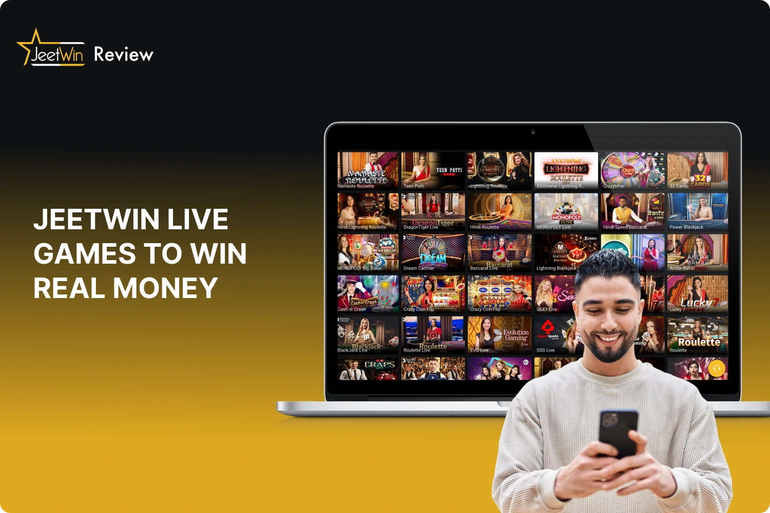 At Jeetwin online casino users from India can play live games and win real money